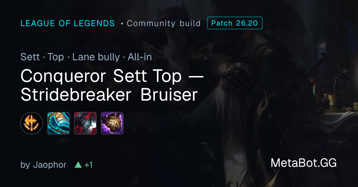 Conqueror Sett Top —… – Sett Build (26.20) | MetaBot.GG